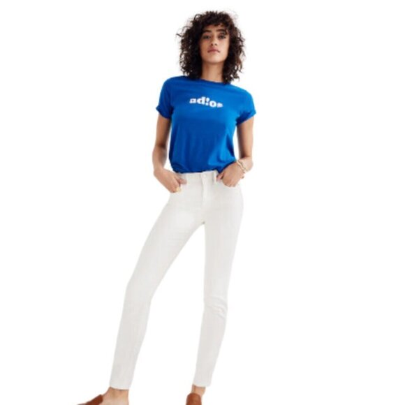Madewell 9 Inch High Rise Skinny Jeans in Pure White Sz 24 - Picture 1 of 11